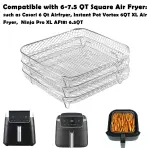 BYKITCHEN 8 inch Square Air Fryer Rack, 3pcs Stackable Stainless Steel Dehydrator Rack with Silicon Feet, Square Air Fryer Accessories for Cosori, Instant Vortex, Ninja Pro XL 6.5 QT AF181 & More - Image 8