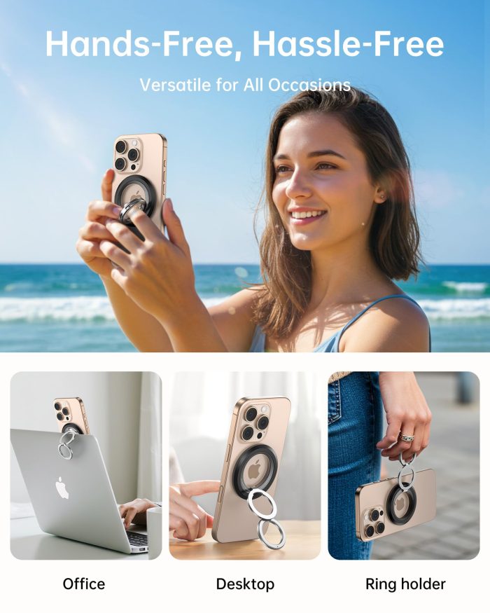 SYNCWIRE for MagSafe Phone Grip, 360° Rotation Magnetic Cell Phone Grip Magnetic Ring Holder Kickstand Mag Safe Ring Stand Compatible with iPhone 17 16 15 14 13 12 Pro Max MagSafe Accessories Android - Image 5