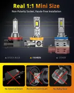 FAHREN 2025 Upgraded H11/H9/H8 9005/HB3 𝐋𝐄𝐃 Bulbs Combo, 𝟏𝟎𝐗 𝟏𝟎𝟎,𝟎𝟎𝟎𝐋𝐌 Ultra Brighter H11 9005 Fog Lights or Off-Road Use, 1:1 Size 6500K White Plug N Play, Pack of 4 - Image 5