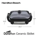 Hamilton Beach Electric Skillet with PFAS-Free Durathon Ceramic Coating, Removable 12x15” Pan, Adjustable Temperature, Reversible Design, Tempered Glass Lid, Black Nonstick Surface (38531) - Image 2