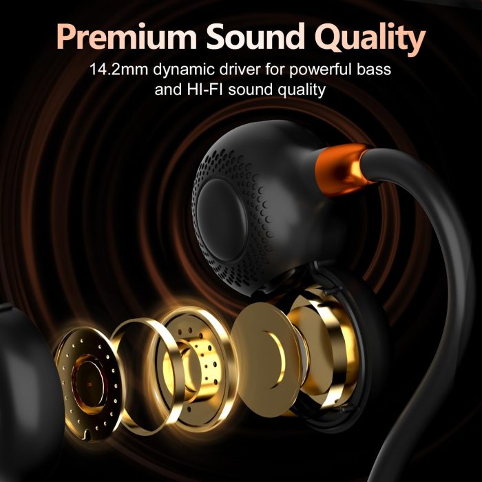 Ortizan Open Ear Headphones, Bluetooth 5.3 Wireless Air Conduction Headphones Sport Earbuds, Premium Sound, IPX6 Waterproof, Clear Call, 19g Lightweight Earphones for Running Cycling Workouts (Black) - Image 6
