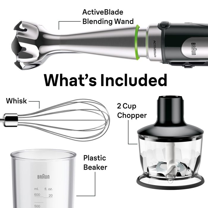 Braun MultiQuick 7 3-in-1 Immersion Blender with Food Processor – Powerful Handheld Electric Stick Blender - Emulsifier for Chopping, Beating & Whisking - Ideal for Soup, Puree, Smoothies & More - Image 2
