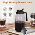 Cold Brew Coffee Maker,64 oz Mason Jar Pitcher with Stainless Steel Filter, Pour Spout Handle Lid, Heavy Duty Glass Airtight & Leak-Proof for Iced Coffee,Tea & Lemonade - Image 7
