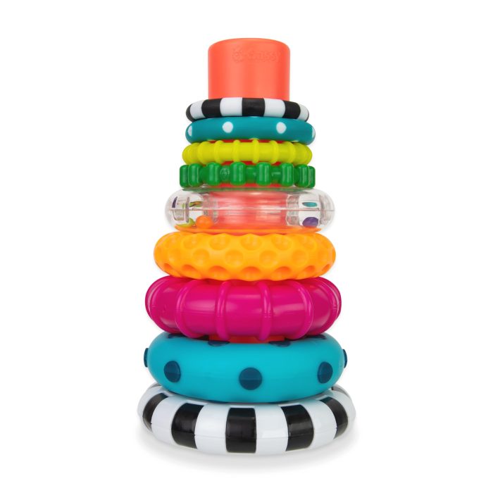 71AQF+jAL3L Sassy Stacks of Circles Stacking Ring STEM Learning Toy, Age 6+ Months, Multi, 9 Piece Set - Image 1
