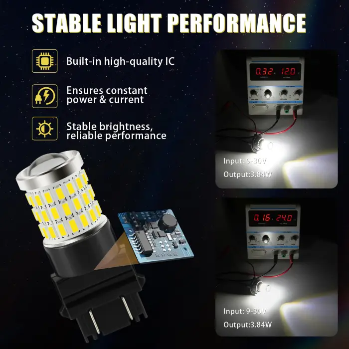 iBrightstar 3157 LED Bulb White, 4157 3156 LED Reverse Light Bulbs Super Bright for Tail Brake Lights Backup Lights Turn Signal Lights, 2 Pack - Image 5