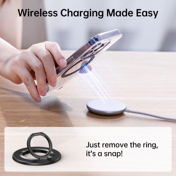 SYNCWIRE Magnetic Phone Ring Holder for MagSafe, 360° Rotation Cell Phone Grip Stand Finger Ring Kickstand Two-Sided Magnet Compatible with iPhone 17 Pro Max 16 15 14 13 12 MagSafe Accessories - Image 4