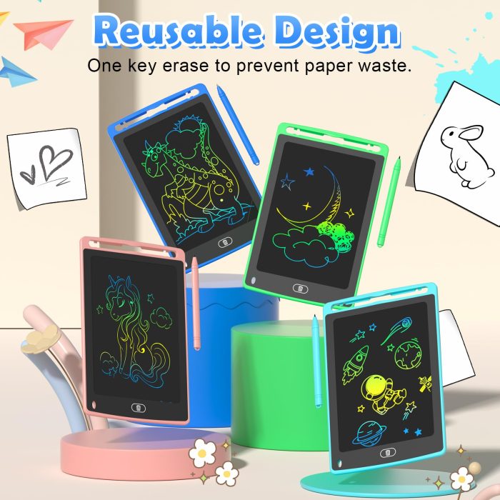 4 Pack LCD Writing Tablet for Kids, 8.5 Inch Colorful Doodle Board Drawing Tablet, Educational Learning Toys Birthday Gifts for Boys Girls Age 3 4 5 6 7 8 - Image 4
