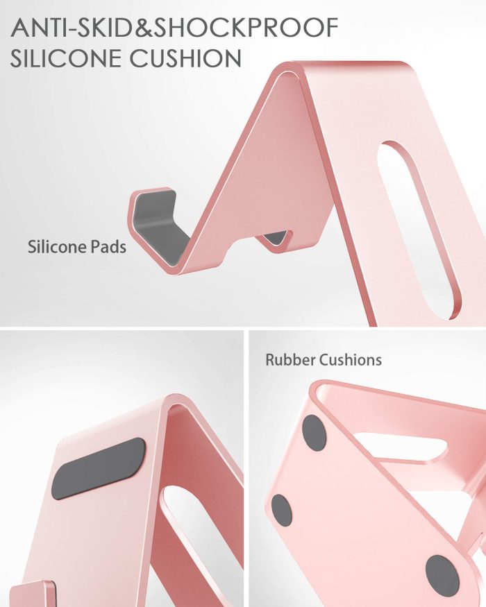 CreaDream Cell Phone Stand, Cradle, Holder, Aluminum Desktop Stand Compatible with Switch, All Smart Phone, iPhone 15 14 13 12 Pro Max Plus Mini Xr X Se 8 SE -Rose Gold - Image 2