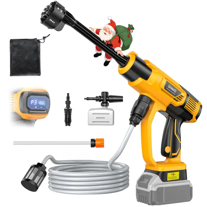 DIYtoolifz Cordless Pressure Washer Compatible with DeWalt 20V Battery, 800PSI Ultra-Light 2.2LBS with Brushless Motor, 16.4ft Hose & 6-in-1 Nozzle + Foam Cannon for Car, Patio, Fence (Tool Only) - Image 1