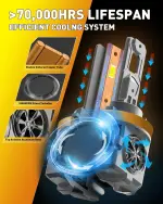 Termitor Upgraded H11/H9 Bulbs, 70,000LM 12X Brightner, 1:1 Halogen Size, 6500K Cool White, Canbus Ready, Plug and Play H11 Driving Lights, Plug and Play, 85000+ Hours Long Service Life, Pack of 2 - Image 5
