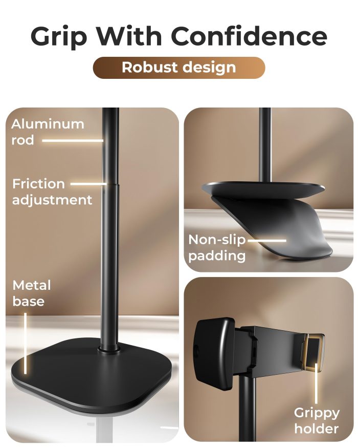 COOPER ChatStand, Adjustable Cell Phone Stand for Desk, Phone Stand for Recording, iPhone Holder for Filming, Small Tripod for iPhone, Fits Samsung, Android Smartphones, (Night Black) - Image 5