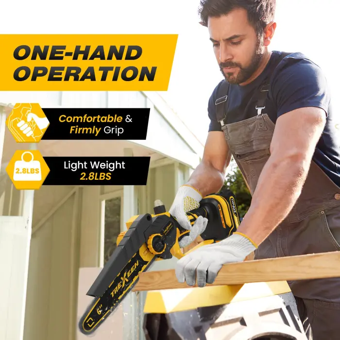 Mini Chainsaw, 6-Inch Electric Chainsaw Cordless, Upgraded 900W Brushless Portable Handheld Small Chain Saw with Auto Chain Regulator & Auto Oiler for Wood Cutting/TreeTrimming/Courtyard Garden - Image 7