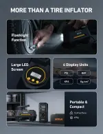 AstroAI Tire Inflator Portable Air Compressor Tire Air Pump for Car Tires - Car Accessories, 9.8Ft Cord 12V DC-Powered Auto Pump with Digital Pressure Gauge, LED Light for Bicycle, Balloons, Yellow - Image 4