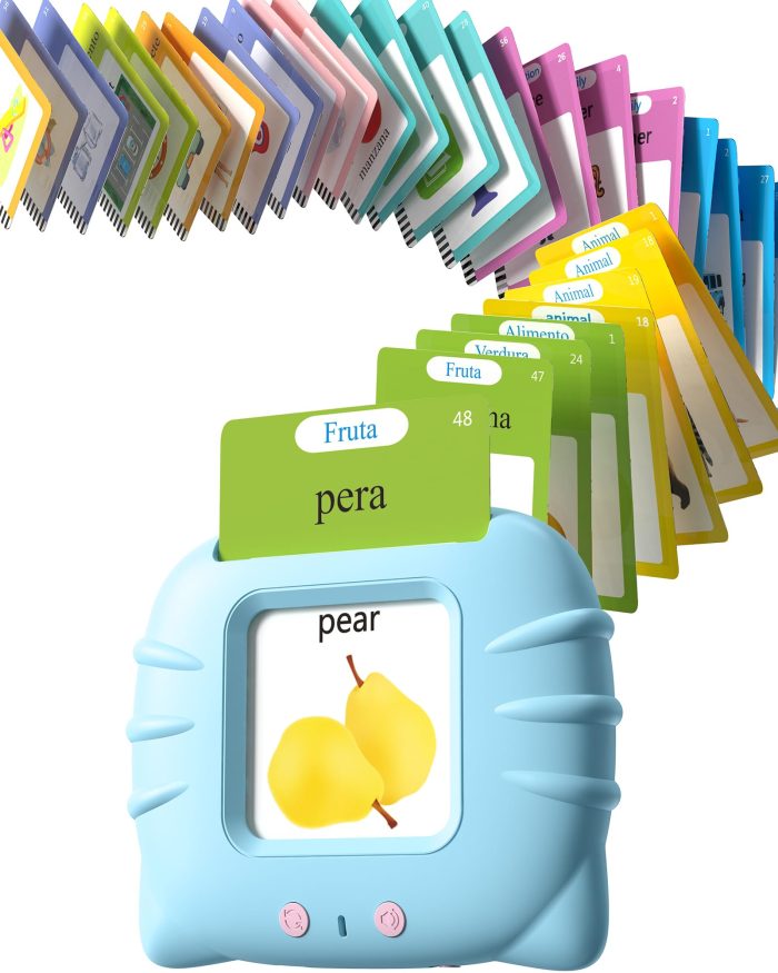 Airbition Bilingual Spanish and English Talking Flash Cards for Ages 2+, Pocket Speech Therapy Tools with 512 Words, Montessori Language Learning and Autism Aids, Children's Sensory Learning Kit - Image 1