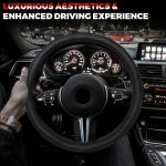 Ouzorp Car Steering Wheel Cover, Microfiber Leather Steering Wheel Covers with Anti-Slip Lining, Universal 14.5-15 inchs Black - Image 2