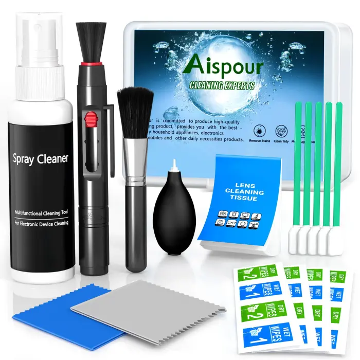71GdTf1qDOL Aispour Camera Lens Cleaning Kit, 10-in-1 Camera Cleaning Kit, Camera Lens Cleaner and Camera Accessories, Includes Lens Cleaning Kit/Lens Cleaner/Lens Cleaning Pen/Soft Brush - Image 1