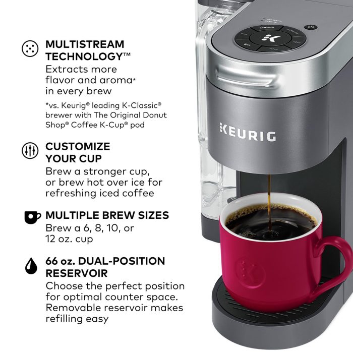 Keurig K-Supreme Single Serve K-Cup Pod Coffee Maker, MultiStream Technology, 4 Brew Sizes, 66oz Dual-Position Removable Reservoir, Gray - Image 12