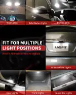 LASFIT 194 LED Bulb for License Plate Bulb White Bright,T10 168 LED Bulbs Canbus Error Free, 400LM 6000K 192 2825 W5W for Dome Map Trunk Cargo Lights (2-Pack) - Image 6