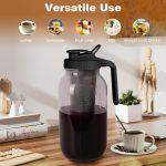 Cold Brew Coffee Maker,64 oz Mason Jar Pitcher with Stainless Steel Filter, Pour Spout Handle Lid, Heavy Duty Glass Airtight & Leak-Proof for Iced Coffee,Tea & Lemonade - Image 4