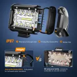 Nilight LED Light Bar 2PCS 60W 4 Inch Flood Spot Combo LED Work Light Pods Triple Row Work Driving Lamp with 12 ft Wiring Harness kit - 2 Leads - Image 6