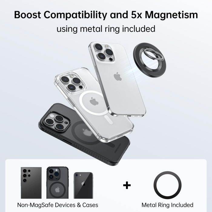 SYNCWIRE Magnetic Phone Ring Holder for MagSafe, 360° Rotation Cell Phone Grip Stand Finger Ring Kickstand Two-Sided Magnet Compatible with iPhone 17 Pro Max 16 15 14 13 12 MagSafe Accessories - Image 5