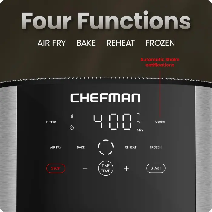 Chefman Air Fryer 8 Qt | TurboFry® 4-in-1 with 450°F Hi-Fry Option for Crispier Results | Air Fry, Bake, Dehydrate, Frozen | XL Nonstick Dishwasher-Safe Basket | Stainless Steel - Image 5