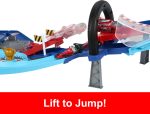 Mattel Disney and Pixar Cars Playset with 2 Toy Cars, Lightning McQueen & Francesco Bernoulli, GRC Jumping Raceway Track Set with Kid-Powered Booster - Image 5