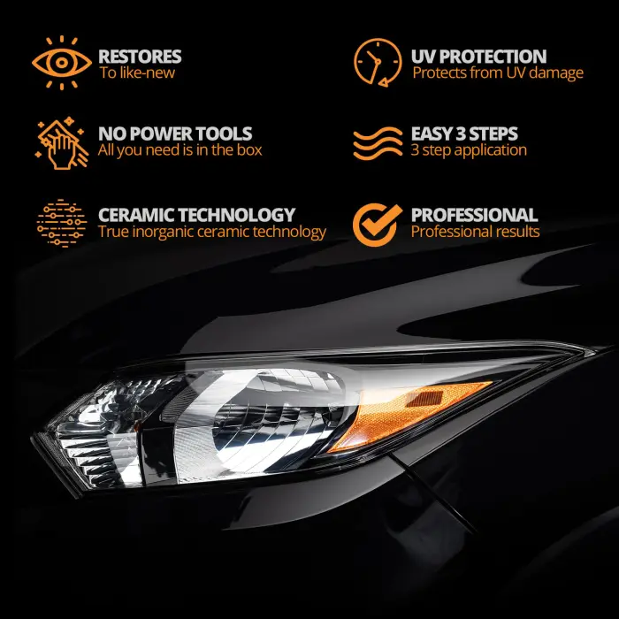 CERAKOTE® Ceramic Headlight Restoration Kit – Guaranteed To Last As Long As You Own Your Vehicle – Brings Headlights Back to Like New Condition - No Power Tools Required - 10 Wipe Kit - Image 8