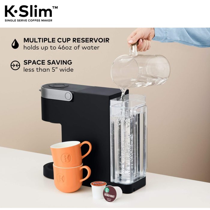 Keurig K-Slim Single Serve K-Cup Pod Coffee Maker, Multistream Technology, 3 Brew Sizes, Slim and Sleek Design, 46oz Removable Reservoir, Black - Image 5
