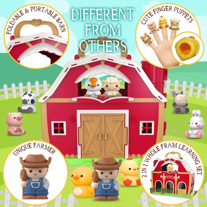SpringFlower Toddler Toys for 1 2 3 Years Old Boys and Girls, Big Barn Toy with Farm Animal,Educational Montessori Toys, Farm Pretend Playset Toy, Christmas Birthday Gift for Toddler Baby Boys Girls - Image 5