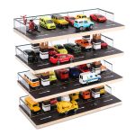 Saichotoy Display Case for Hot Wheels & Matchbox, 1/64 Scale Diecast Toy Car Storage, Parking Garage Diorama - Freestanding Storage with 4 Levels 24 Spots Maximum 40 Cars