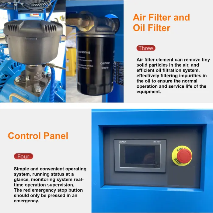 10HP Air Compressor 230V 60Hz 1-Phase Variable Speed Frequency Rotary Screw Air Compressor 39cfm Max Pressure 120 psi Commercial Air Compressed System - Image 5