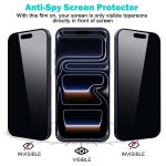 PEHAEL 3+3Pack for iPhone 17 Pro Max Privacy Screen Protector with Camera Lens Protector Full Coverage Anti-Spy Tempered Glass Film 9H Hardness Easy Installation Bubble Free [6.9 inch] - Image 5