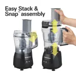 Hamilton Beach Stack & Snap 4-Cup Mini Food Processor & Vegetable Chopper, 250 Watts, for Slicing, Shredding, and Puree, Black (70510) - Image 5