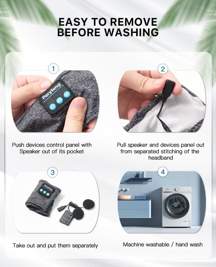 Perytong Sleep Headphones Wireless, Bluetooth Sports Headband Headphones with Ultra-Thin HD Stereo Speakers Perfect for Sleeping,Workout,Jogging,Yoga,Insomnia, Air Travel, Meditation (Grey) - Image 2