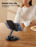 Lamicall Cell Phone Stand for Desk - [360° Rotation] Sturdy Adjustable Desktop Phone Holder, Foldable Mobile Stand, Office Desk Accessories for iPhone 17 16 15 14 Pro Max Air, Galaxy S25, Cellphones - Image 7