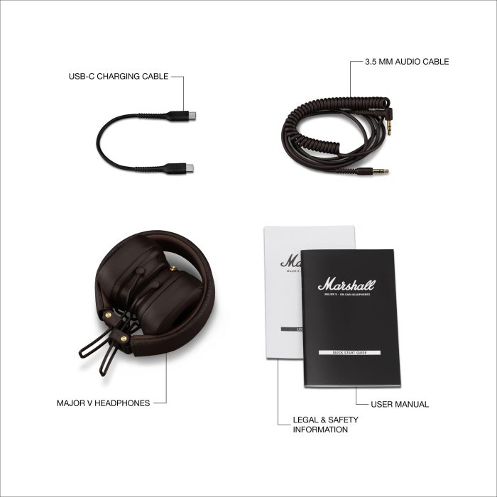 Marshall Major V On-Ear Wireless Bluetooth Headphones - Brown - Image 3