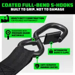 Rhino USA Ratchet Straps Tie Downs (4-Pack) - 1 Inch x 15 Feet (1,823lb Break Strength) - Ultimate Tie Down Straps with Safety S Hooks - for Trucks, Cargo, Moving, Appliances - Black - Image 5