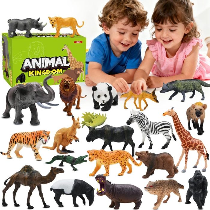 71LVnzc581L BOLZRA Safari Animals Figures Toys, Realistic Wild Zoo Animal Figurines, Plastic African Jungle Animals Playset for Kids Toddlers, 21Pcs Birthday Gifts Christmas Stocking Stuffers - Image 1