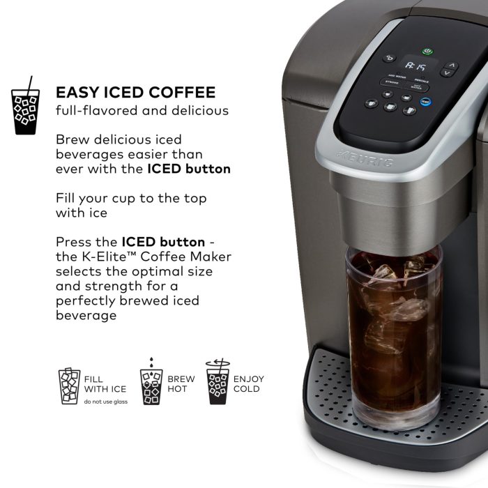 Keurig K-Elite Single Serve K-Cup Pod Coffee Maker, with Strength and Temperature Control, Iced Coffee Capability, 8 to 12oz Brew Size, Programmable, Brushed Slate - Image 11