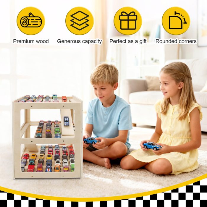 Display Case for Hot Wheels Garage & Matchbox Cars, 1/64 Scale Diecast Toy Car Garage, Storage Case for Hot Wheels, Parking Garage Diorama Toy Car Parking Car Ramp - Image 6