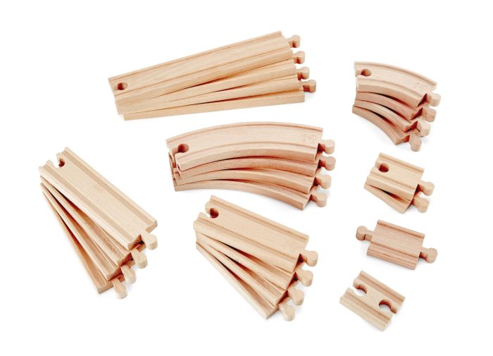 71MSr0tQFmL Hape 24 Pcs Wooden Railway Super Expansion Rail Pack| Compatible with Other Wooden Tracks - Image 1