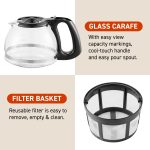 Elite Gourmet EHC4128 Automatic 4-Cup Brew & Drip Coffee Maker with Pause N Serve, Glass Carafe, Reusable Filter, On/Off Switch, Keep Warm, Water Level Indicator, Black - Image 6