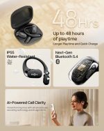 SHOKZ OpenFit 2 Open-Ear Headphones,True Wireless Bluetooth Earphones with Microphone,Earhook Earbuds with 48 Hours of Playtime,Fast Charging,IP55 Water-Resistant,with Carrying Bag,Black,Bluetooth5.4 - Image 4