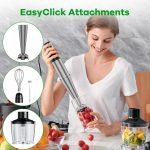 Immersion Blender Handheld Corded Hand Blenders Set 1100W, Trigger Variable Speed 5 in 1 Stick Emulsifier with Chopper, Whisk and Frother for Soup, Baby Food and Smoothies - Image 6