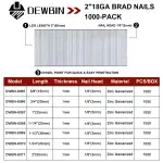 DEWBIN 18 Gauge Brad Nails, 1000 Counts 2-inch 18 GA Brad Nails, Galvanized Nails for Nail Gun, Finishing Nail Gun Nails for Pneumatic, Electric Brad Nailer Gun - Image 6