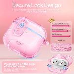 Skyconser with Safety Lock for Apple AirPods 4 Case 2024,Clear Cases with Phone Stand & Cleaning Kit,Soft TPU Cover for AirPods 4th Generation Case,Cute Bling Keychain for Women Girls-Clear Pink - Image 6