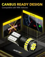 AUXITO 194 LED Light Bulb 6000K White 168 2825 W5W T10 Wedge 24-SMD 3014 Chipsets LED Replacement Light Kit Error Free for Car Interior Dome Map Door License Marker Lights, Pack of 10 - Image 4