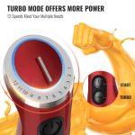 KOIOS 5-in-1 Hand Immersion Blender, 1000W 12 Speed Handheld Blender Stick with Copper Motor Stainless Steel Blade, 600ml Mixing Beaker,500ml Food Processor, Whisk, Milk Frother, Non-BPA, Red - Image 2