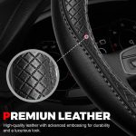 Ouzorp Car Steering Wheel Cover, Microfiber Leather Steering Wheel Covers with Anti-Slip Lining, Universal 14.5-15 inchs Black - Image 4